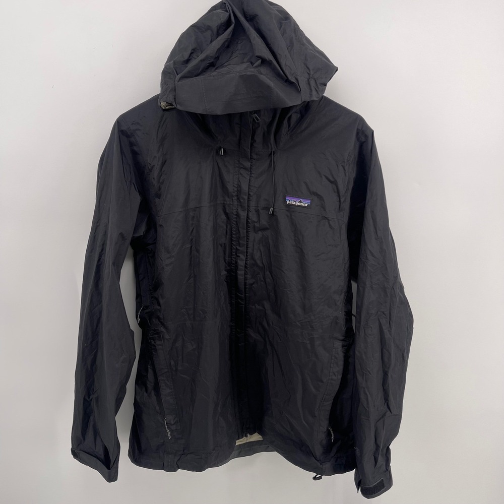 Patagonia Torrentshell H2No Rain Jacket Womens Large Black Hooded Ripstop Shell